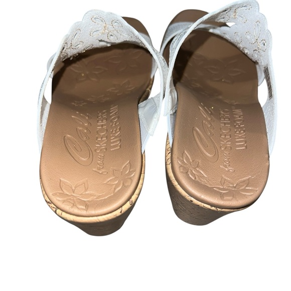 Skechers cali luxe foam  White Wedge Sandals - Picture 6 of 8